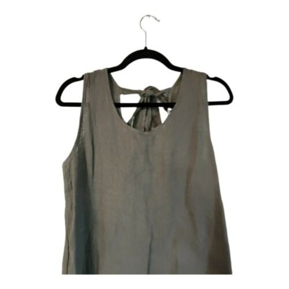 Rosemarine Linen Dress Green Scoop Neck Mini Shift Boho Lagenlook Beach xs - Picture 4 of 7